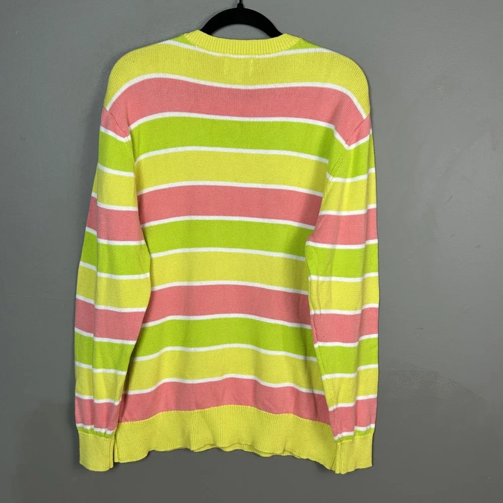 Teddy Fresh Striped Sweater Mens Large Cotton Knit Crewneck Logo Streetwear